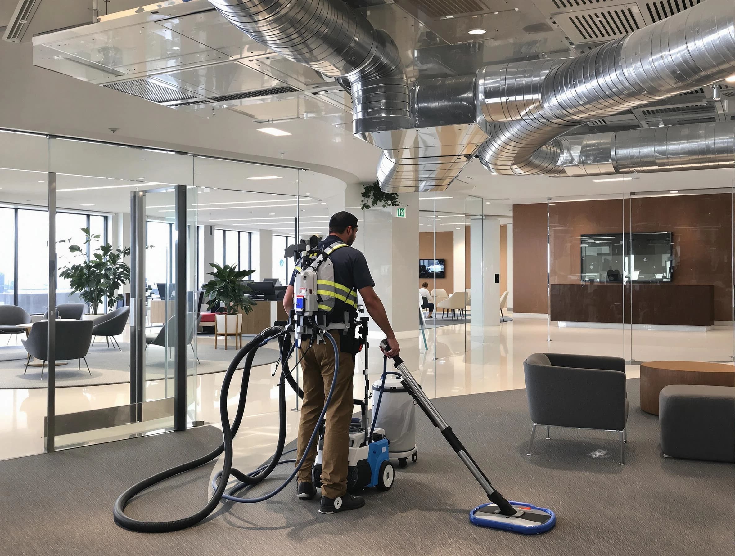 Commercial duct cleaning service by Noble Air Duct Cleaning in Noble