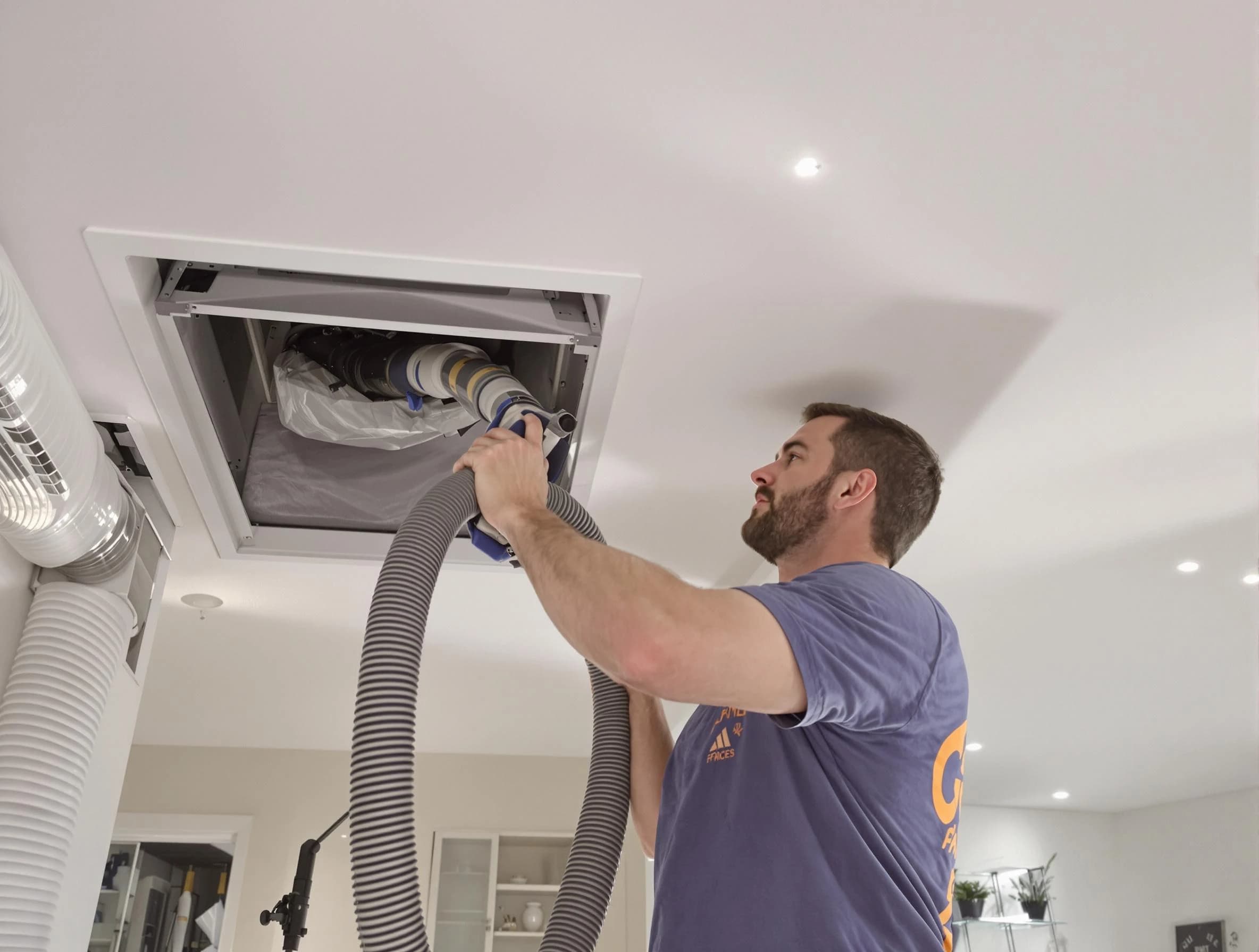 Precision indoor duct cleaning by Noble Air Duct Cleaning in Noble
