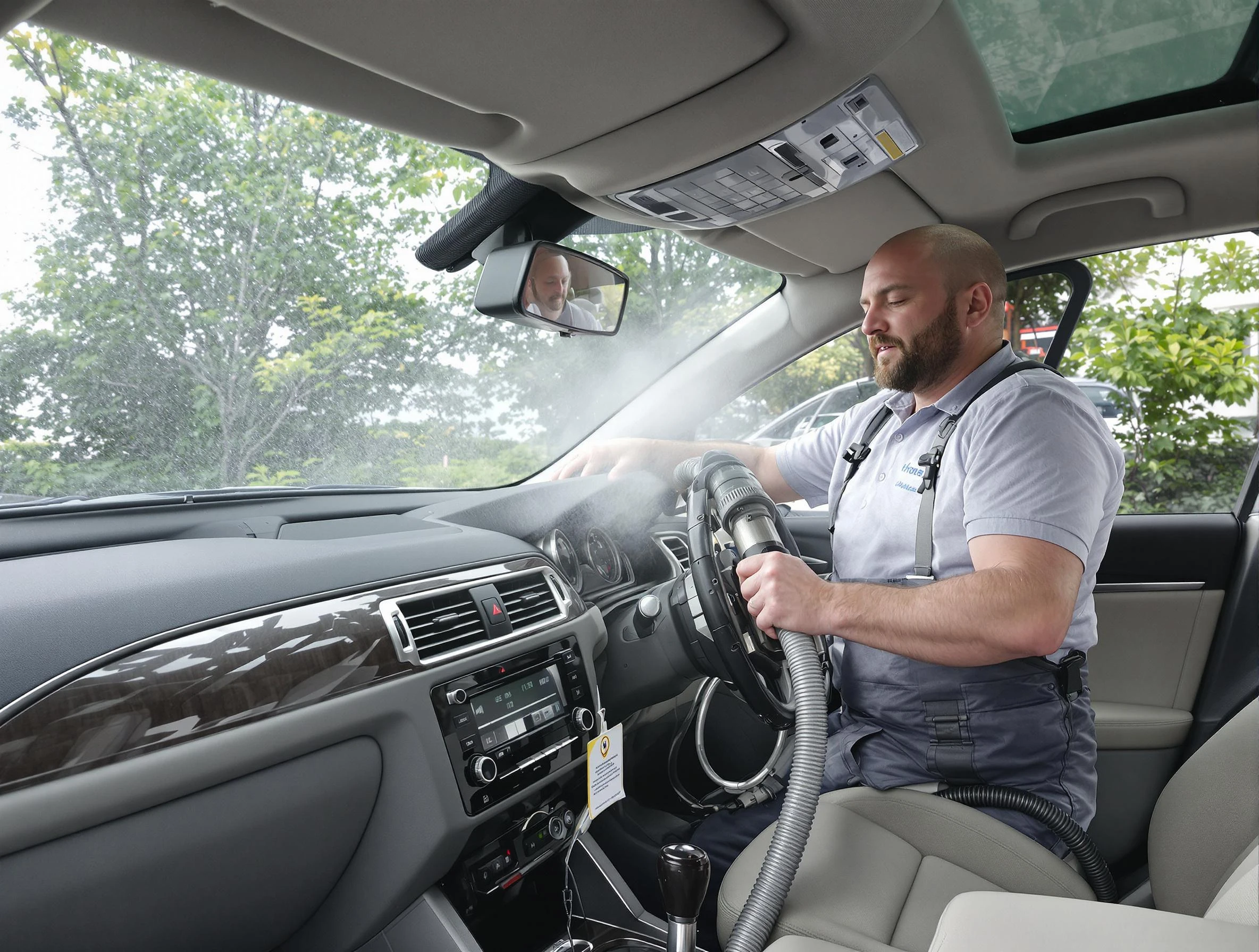 Noble Air Duct Cleaning specialist performing professional car duct cleaning in Noble