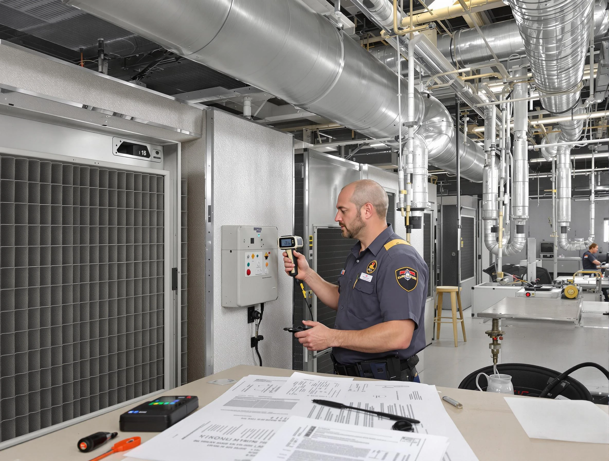 Professional filter system inspection by Noble Air Duct Cleaning in Noble