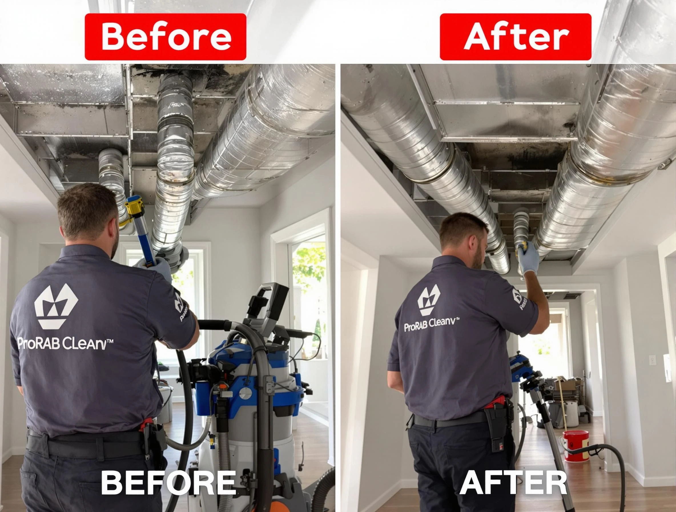 Noble Air Duct Cleaning expert performing thorough residential duct cleaning in a Noble home
